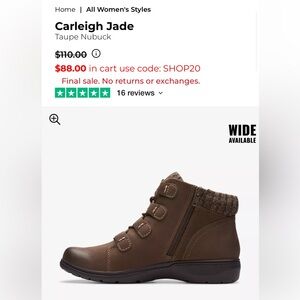 Clarks Carleigh Jade Taupe Nubuck Ankle Boots